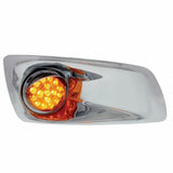 Kenworth T660 Front Bumper Light Bezel w/ 17 LED Clear Style Reflector Light & Visor (Passenger) - Amber LED/Amber Lens
