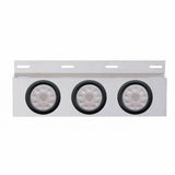Stainless Top Mud Flap Plate w/ Three 10 LED 4" Lights & Grommets - Red LED/Clear Lens