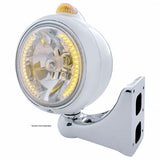 Stainless Steel Guide 682-C Headlight H4 w/ Amber LED & Dual Mode LED Signal-Amber Lens