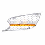 Chrome Air Intake Grille w/ LED Light For 2013+ Peterbilt 579 - Amber LED/Amber Lens