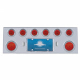 Stainless Rear Center Panel w/ Two 4" 7 LED & Six 2 1/2" 13 LED Light & Visor - Red LED/Red Lens