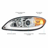 Chrome Projection Headlight With LED Light Bar For International Prostar