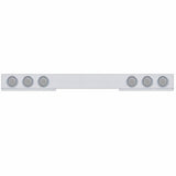 Stainless 1 Piece Rear Light Bar w/ Six 7 LED 4" Reflector Lights & Visors - Red LED/Clear Lens