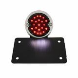 LED Black "Bobber" Style Horizontal Tail Light With License Light - Smoke Lens