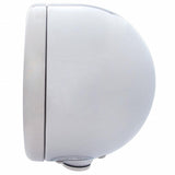 Stainless Steel Classic Half Moon Headlight H4 w/ Amber LED & Signal - Clear Lens