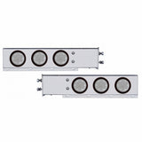 2 1/2" Bolt Pattern Chrome Spring Loaded Light Bar w/ Six 4" 7 LED Lights & Grommets - Red LED/Clear Lens