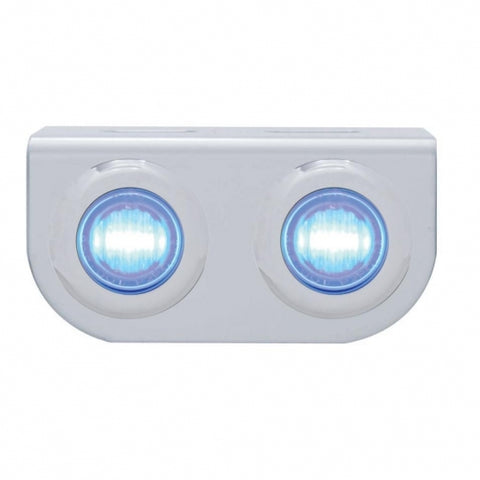 Stainless Light Bracket w/ Two 3 LED Mini Lights - Blue LED/Clear Lens