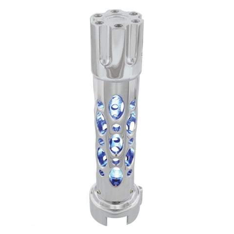 LED "Austin" Gun Cylinder Gearshift Knob w/ Adaptor for 13/15/18 Speed - Blue