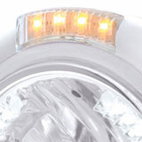 Stainless Steel Classic Headlight H4 w/34 White LED & Signal - Clear Lens