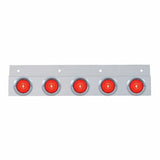 Stainless Top Mud Flap Bracket w/ Five 6 LED 2" GLO Lights & Visors - Red LED/Red Lens