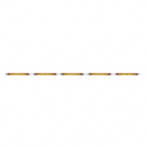 94" Stainless Light Bracket w/ Five 11 LED 17" Light Bars & Bezels - Amber LED/Amber Lens