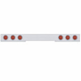 Stainless 1 Piece Rear Light Bar w/ Six 12 LED 4" Reflector Lights & Visors - Red LED/Red Lens