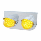 Stainless Light Bracket w/ Two 19 LED Reflector Lights & Visors - Amber LED/Amber Lens