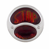 "Bobber" Style 1928 "DUO Lamp" Tail Light With Red "Stop" Glass Lens - Horizontal
