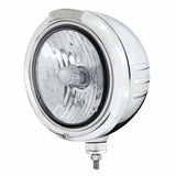 Stainless Steel Classic Embossed Stripe Headlight Crystal H4 & Dual Mode LED Signal-Clear Lens