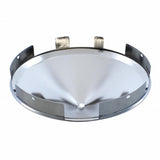 6 Uneven Notched Stainless Front Hub Cap w/ 3 Bar Right Swing Spinner - 1" Lip