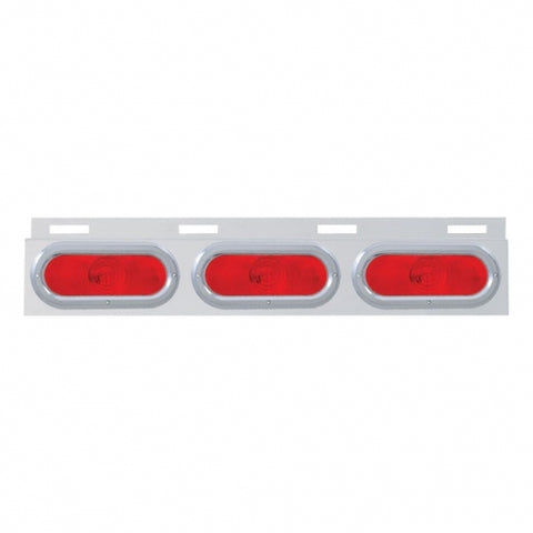 Stainless Top Mud Flap Plate w/ 3 Oval Lights & Bezel - Red Lens