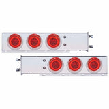 3 3/4" Bolt Pattern Stainless Spring Loaded Light Bar w/ Six 21 LED 4" "GLO" Lights & Visors - Red LED/Red Lens