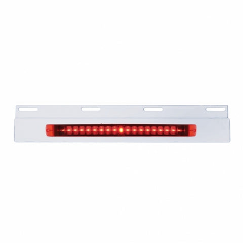 Stainless Top Mud Flap Plate w/ 19 LED 17" Light Bar - Red LED/Red Lens