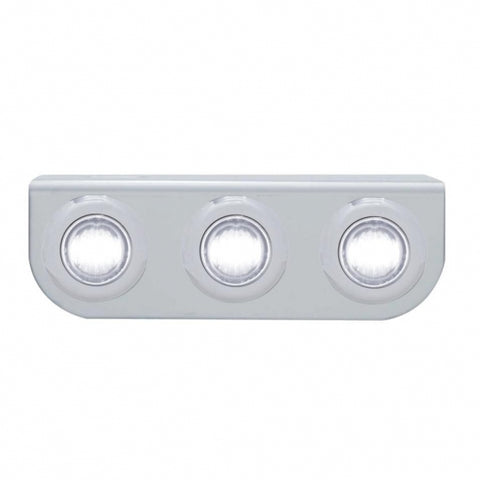 Stainless Light Bracket w/ Three 3 LED Mini Lights - White LED/Clear Lens