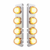 Peterbilt Stainless Front Air Cleaner Bracket w/ Eight 9 LED "GLO" Watermelon Lights & Bezels - Amber LED/Clear Lens