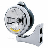 Black Guide 682-C Headlight H4 w/ 10 Amber LED & LED Signal - Clear Lens