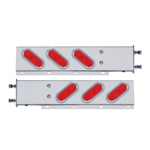 3 3/4" Bolt Pattern Stainless Spring Loaded Light Bar w/ Six Oval Lights & Visors