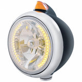 Black Guide 682-C Headlight H4 w/ 34 Amber LED & Original Style LED Signal-Amber Lens