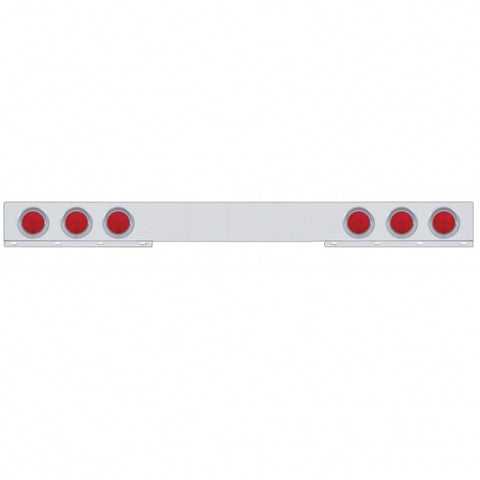 Stainless 1 Piece Rear Light Bar w/ Six 4" Lights & Visors