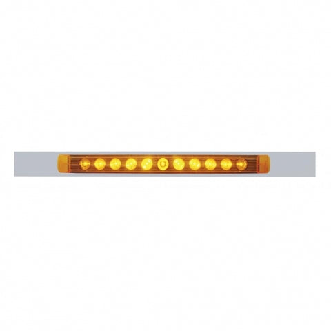 Chrome Top Mud Flap Plate w/ 11 LED 17" Light Bar - Amber LED/Amber Lens