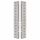 Peterbilt Stainless Front Air Cleaner Bracket w/ Twenty Six 2 LED Mini Lights & Stainless Bezels - Amber LED/Clear Lens