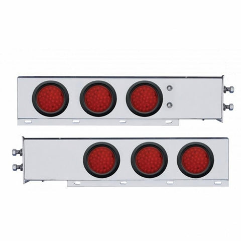 2" Bolt Pattern Stainless Spring Loaded Light Bar w/ Six 36 LED 4" Lights & Grommets - Red LED/Red Lens