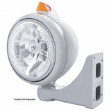 Stainless Steel Guide 682-C Headlight H4 w/ White LED & Original Style LED Signal - Amber Lens