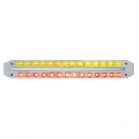 Dual 14 LED 12" Light Bars - Amber & Red LED/Chrome Lens