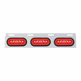 Stainless Top Mud Flap Bracket w/ Three 22 LED 6" Oval GLO Lights & Grommets - Red LED/Red Lens