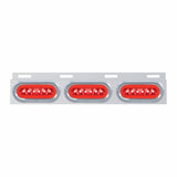 Stainless Top Mud Flap Bracket w/ Three 22 LED 6" Oval GLO Lights & Visors - Red LED/Red Lens