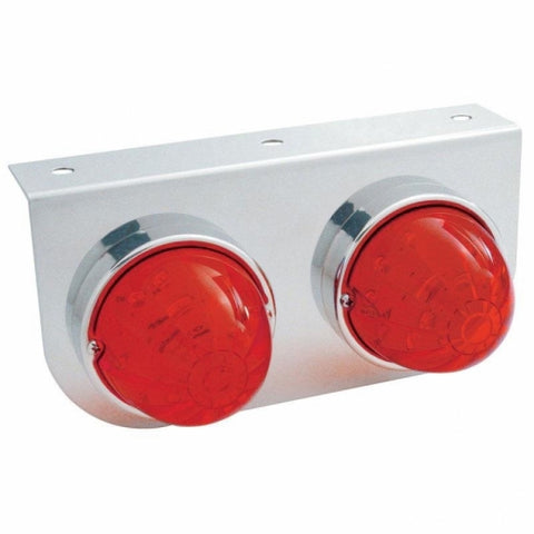 Stainless Light Bracket w/ Two 17 LED Dual Function Watermelon Lights - Red LED/Red Lens