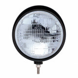Black "Billet" Style Groove Headlight w/ Visor H6014 Bulb