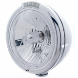 Stainless Steel Classic Headlight Crystal H4 Bulb & LED Turn Signal - Clear Lens