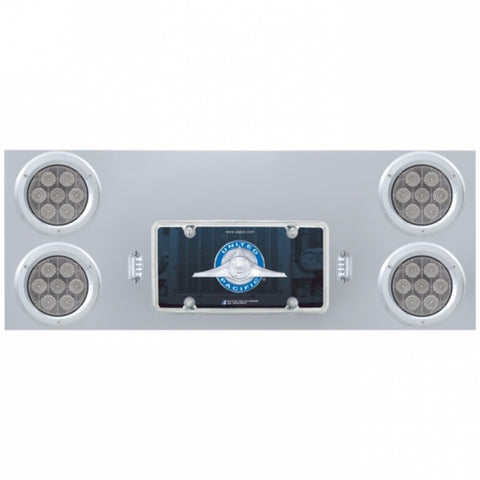 Stainless Rear Center Panel w/ Four 7 LED 4" Light & Bezel - Red LED/Clear Lens - Competition Series