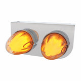Stainless Light Bracket w/ Two 9 LED Dual Function "GLO" Watermelon Lights - Amber LED/Clear Lens