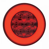 2" Bolt Pattern Stainless Spring Loaded Light Bar w/ Six 21 LED 4" "GLO" Lights & Visors - Red LED/Red Lens