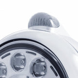 Stainless Steel Guide 682-C Headlight 11 LED Bulb & Dual Mode LED Signal-Clear Lens