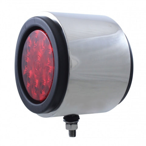 Stainless 4" Double Face Light w/ 10 LED 4" Lights & Grommets - Amber & Red LED/Amber & Red Lens