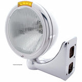 Chrome Classic Headlight H4 Bulb & LED Turn Signal - Amber Lens