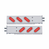2 1/2" Bolt Pattern Stainless Spring Loaded Light Bar w/ 6 Oval LED "GLO" Light & Visor - Red LED/Red Lens