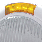 Stainless Steel Classic Headlight H4 Bulb & LED Turn Signal - Amber Lens