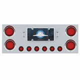 Stainless Rear Center Panel w/ 23 LED 4" & 9 LED 2" Mirage Light & Grommet - Red LED/Red Lens
