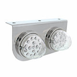 Stainless Light Bracket w/ Two 17 LED Dual Function Clear Reflector Lights - Clear Lens