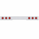 Chrome 1 Piece Rear Light Bar w/ Six 7 LED 4" Reflector Lights & Visors - Red LED/Red Lens